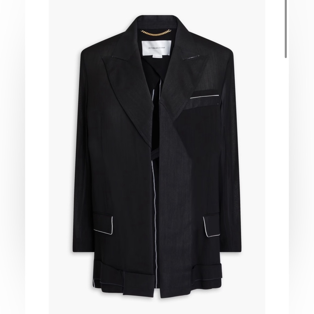 NWT VICTORIA BECKHAM Crepe blazer size UK 6 US2 black long wool women’s